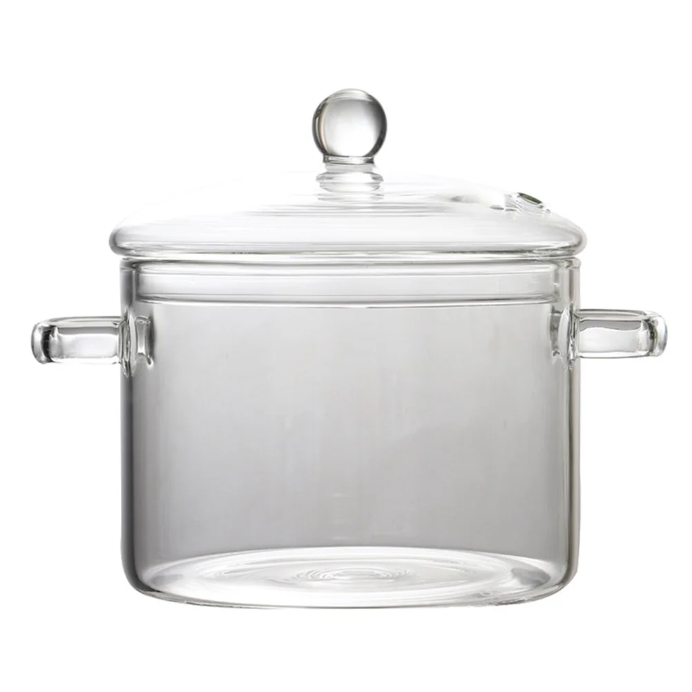 

Clear Glass Soup Pot Heating Glass Salad Bowl with Lid Kitchen Supplies (1350ML)