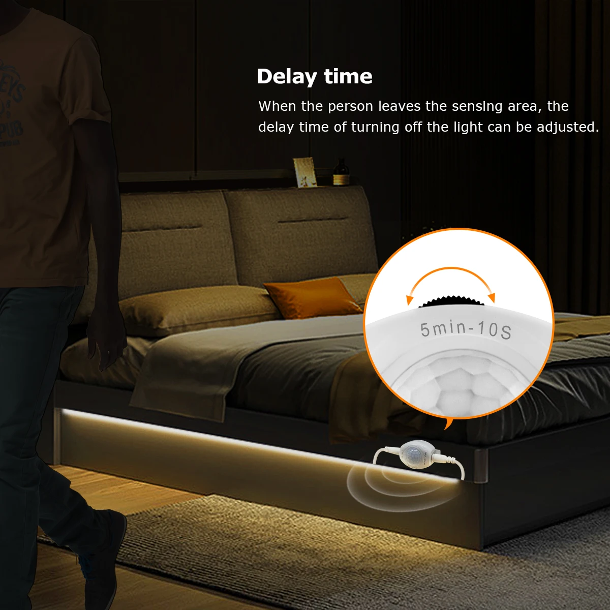 1-5m LED Strip Lights PIR Motion Sensor Waterproof 12V Auto On/Off for Stairs Wardrobe Closet Kitchen Motion Activated Tape motion sensor light