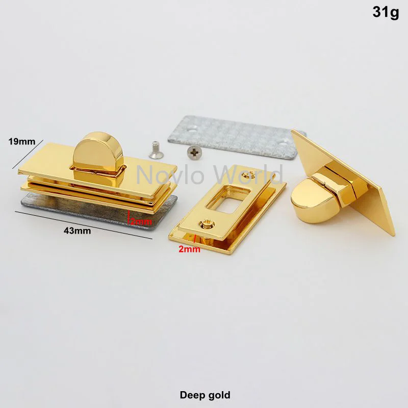5-20 pieces 3 colors 43X19mm Rectangle Twist Lock  Hardware Accessories DIY Women Purses Clasp Lock