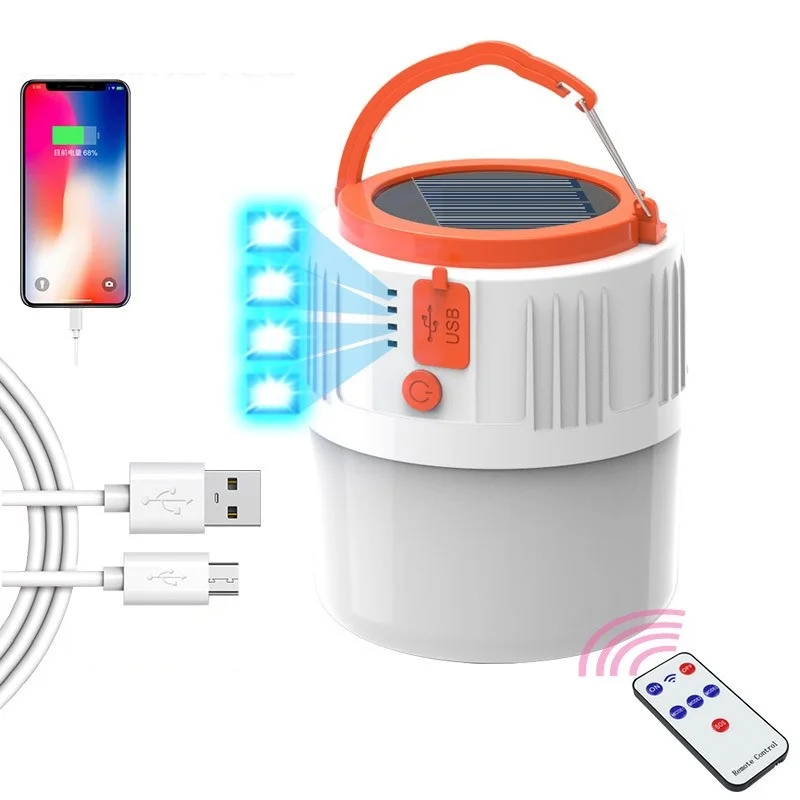 

Solar Camping Lantern USB Rechargeable Tent Light with Remote Control Portable Emergency Work Lamp Outdoor Waterproof for Fishin