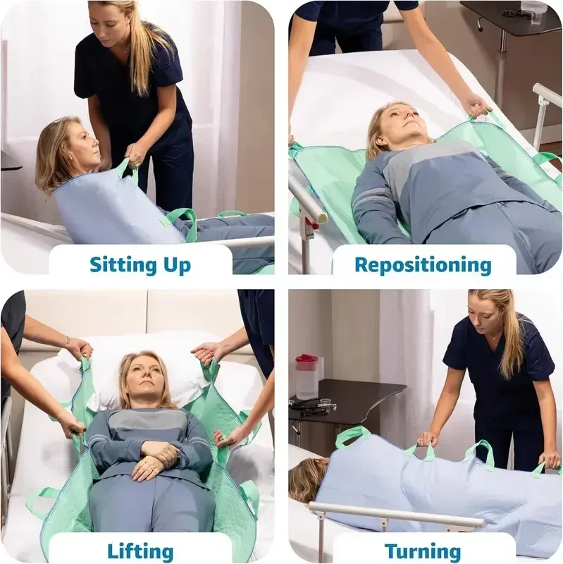 Washable Leakproof Bed Pad with Handles Non Slip Stretcher for Elderly Disabled Mobility Aid Home Care Incontinence Underpad