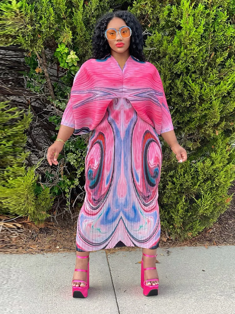 Wmstar Women Clothing Dresses Fall Clothes Long Sleeve Printed Casual Puff Sleeve Stretch New Maxi Dress Wholesale Dropshipping