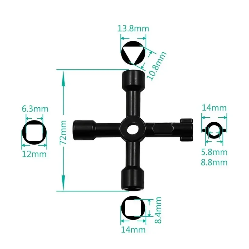Triangle Wrench Multifunction 4 Ways Universal For Gas Electric Meter Cabinets Bleed Radiators