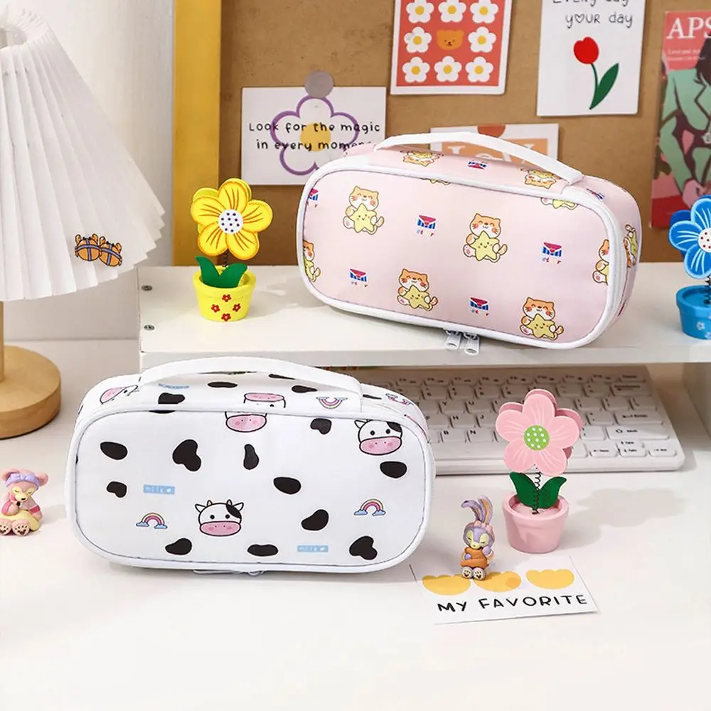 

Cute Cute Animal Animal Print Double Layer School Supplies Learning Stationery Pen Pouch Pencil Bag Canvas Pen Bag Pencil Case