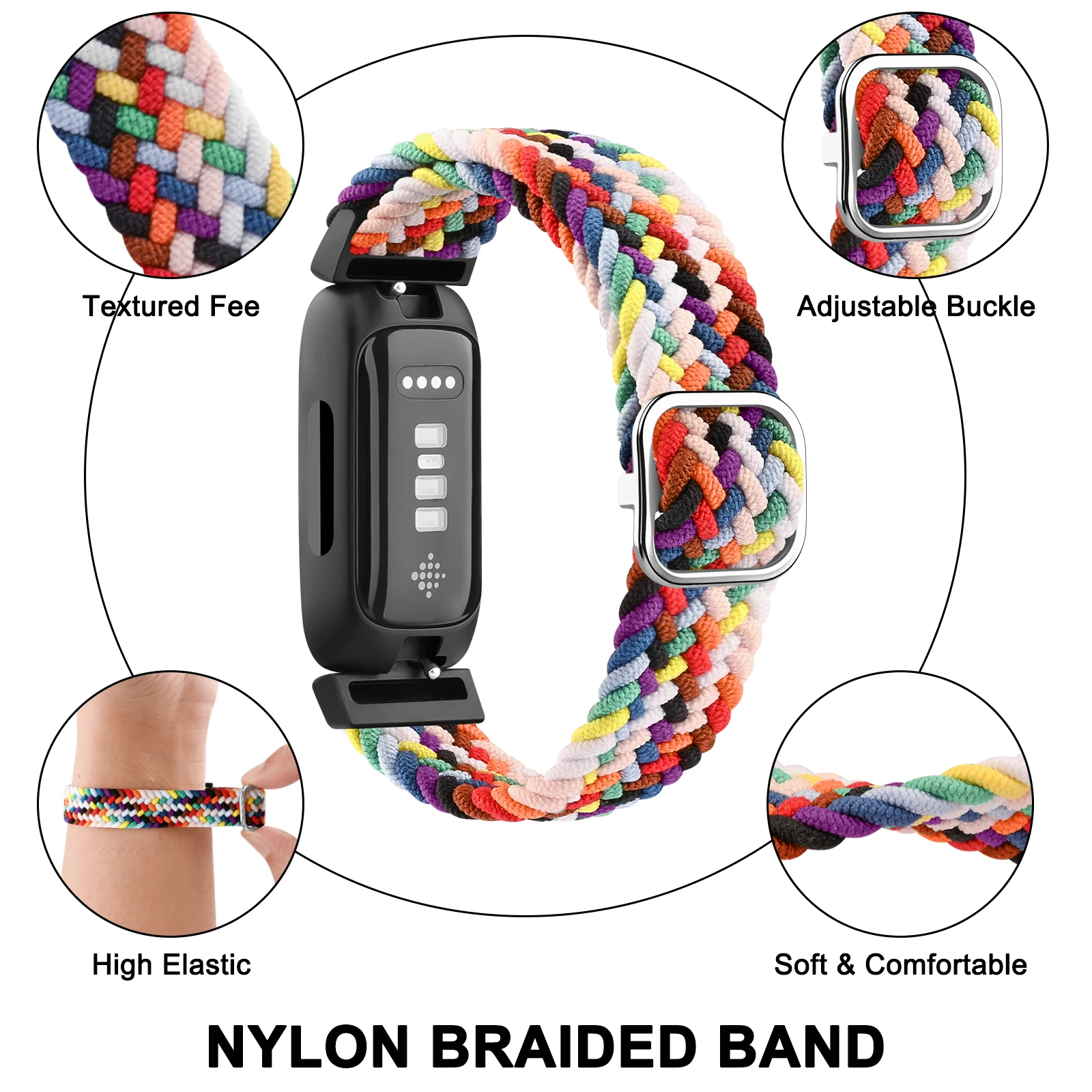 Elastic Braided Nylon Watch Band - Adjustable Bracelet Wristband