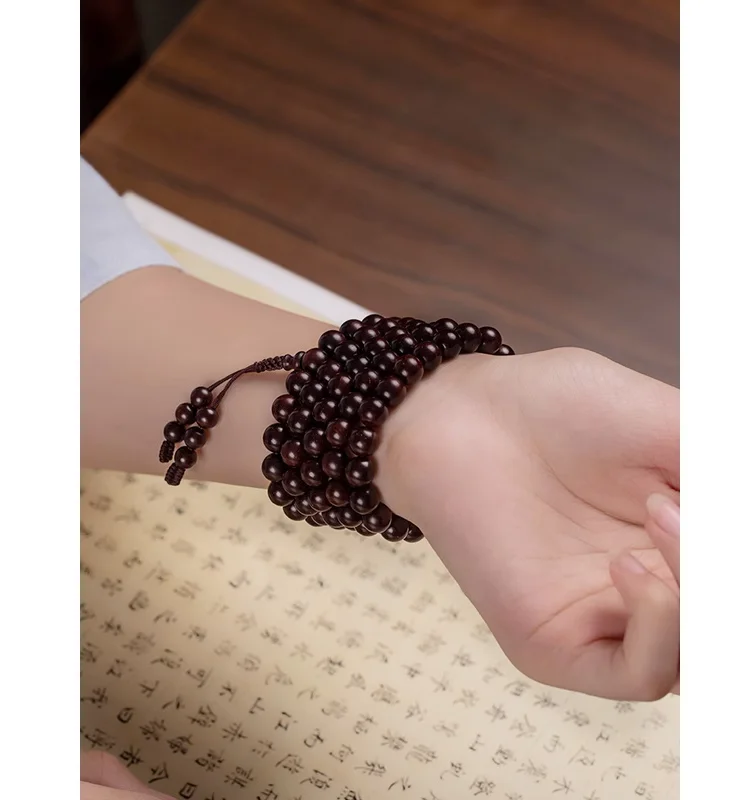 

Small Leaf Rosewood Submerged Old Material Bracelet 108 Buddha Beads Rosary Male Female Sandalwood Lovers Tray Finished Bracelet