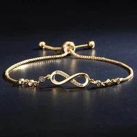 Fashion Crystal Infinity Bracelet Summer Adjustable Zircon Endless Love Charm Bracelet Women GIirls Birthday Jewelry Gifts