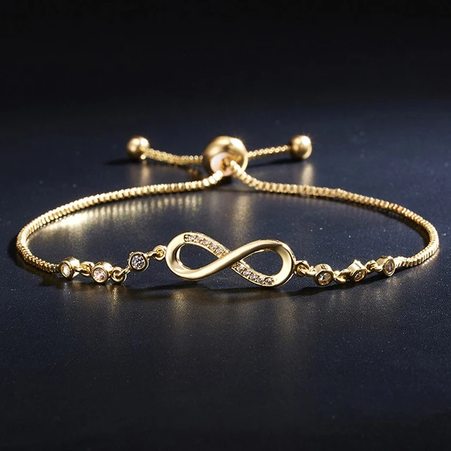 Fashion Crystal Infinity Bracelet Summer Adjustable Zircon Endless Love Charm Bracelet Women GIirls Birthday Jewelry Gifts