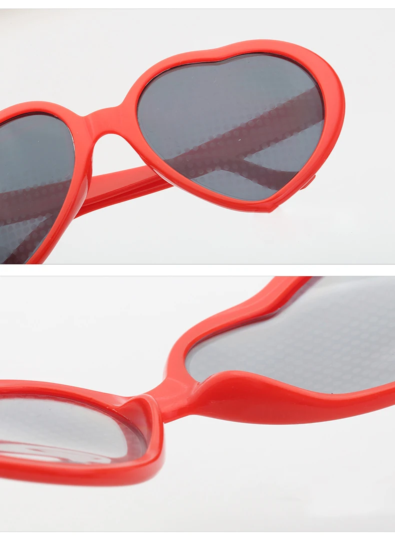 2 Pcs Set Pink Red Cute Love Heart Shape Special Effects Kids Sunglasses