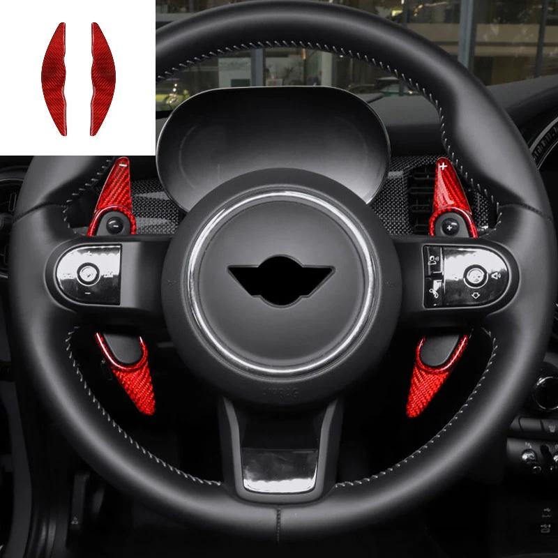 

Аксессуары для Mini Cooper F54, F55, F56, F57, F60, Автомобильное рулевое колесо из углеродного волокна, переключатели передач, лопатки, наклейки, удлинители