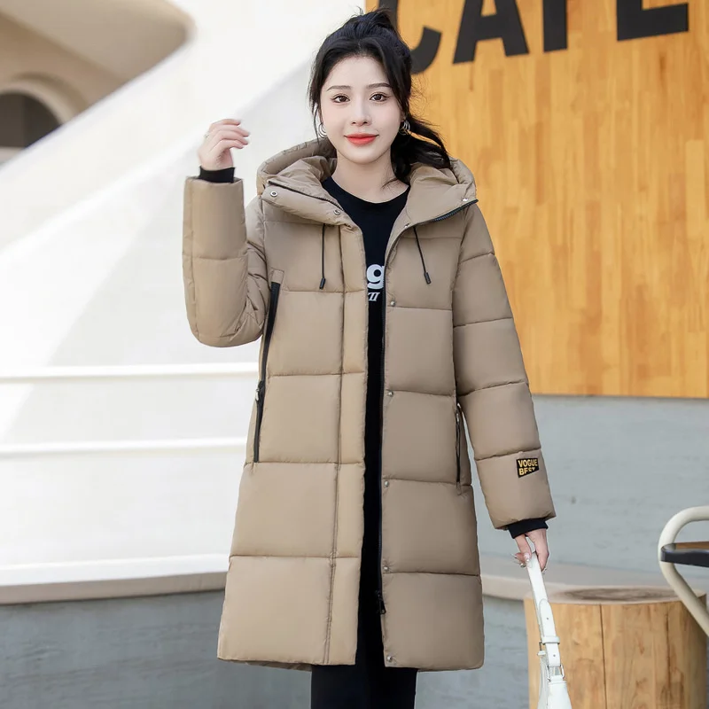 2024 Fashion Parkas Women Winter Overcoat Hooded Long Thick Down Cotton-padded Coats Female Warm Outerwear Bread Jackets M-4XL