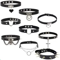 Collier ras du cou en cuir PU pour femme, chauve-souris noire, Punk, Sexy, serrure en forme de cœur, clé, pointe gothique, accessoires de Cosplay, bijoux de fête, nouveau 6