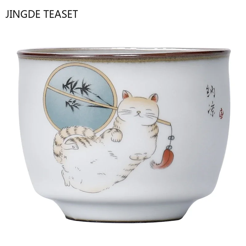 Tea Cup Retro Ru Kiln Ceramic Teacup Coffee Cup Handmade Tea Bowl Chinese Tea Set Accessories 100ml tea cup