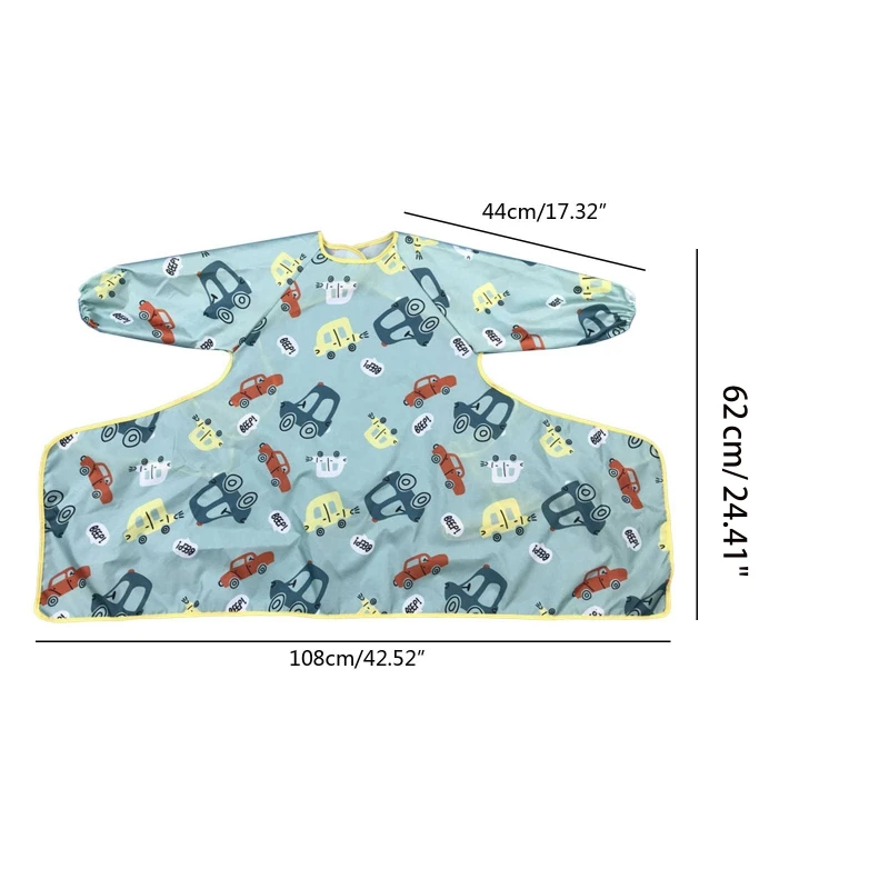 Newborn Long Sleeve Bib Coverall with Table Cloth Cover Baby Dining Chair Gown Waterproof Saliva Towel Burp Apron Food Feeding
