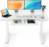 ErGear Glass Standing Desk with Drawer, 55 x 24 inch Glass Top Standing Desk with Preassembled Top & USB Charging Ports, Adjusta 1