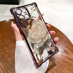 White Rose Plated Four Corner Phone Case with Camera Protection - Galaxy S26 Edge (Purple - LYH167)