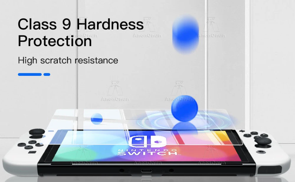 Gehärtetes Glas für Switch OLED, bruchsicher, kratzfest, Anti-Fingerabdruck, Härte 9H, 2,5D, gebogene Kante, Ultra-HD-Displayschutz – Detail 4