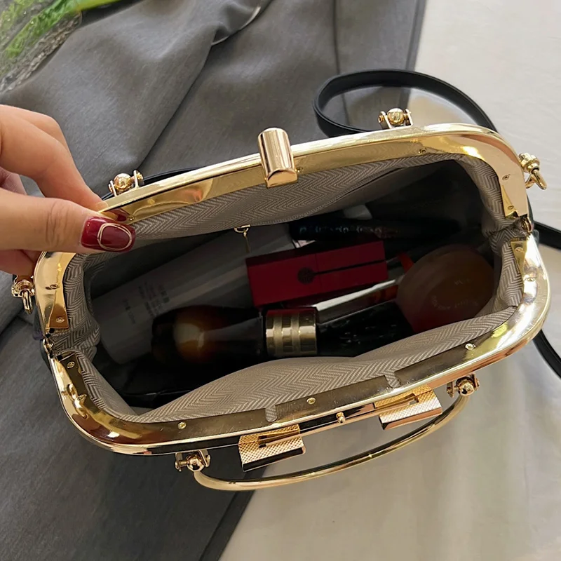 Retro Women's Lock Handbags Evening Clutch Shoulder Bags Shell Clip Crossbody crossbody bag women handbags leather shoulder bag