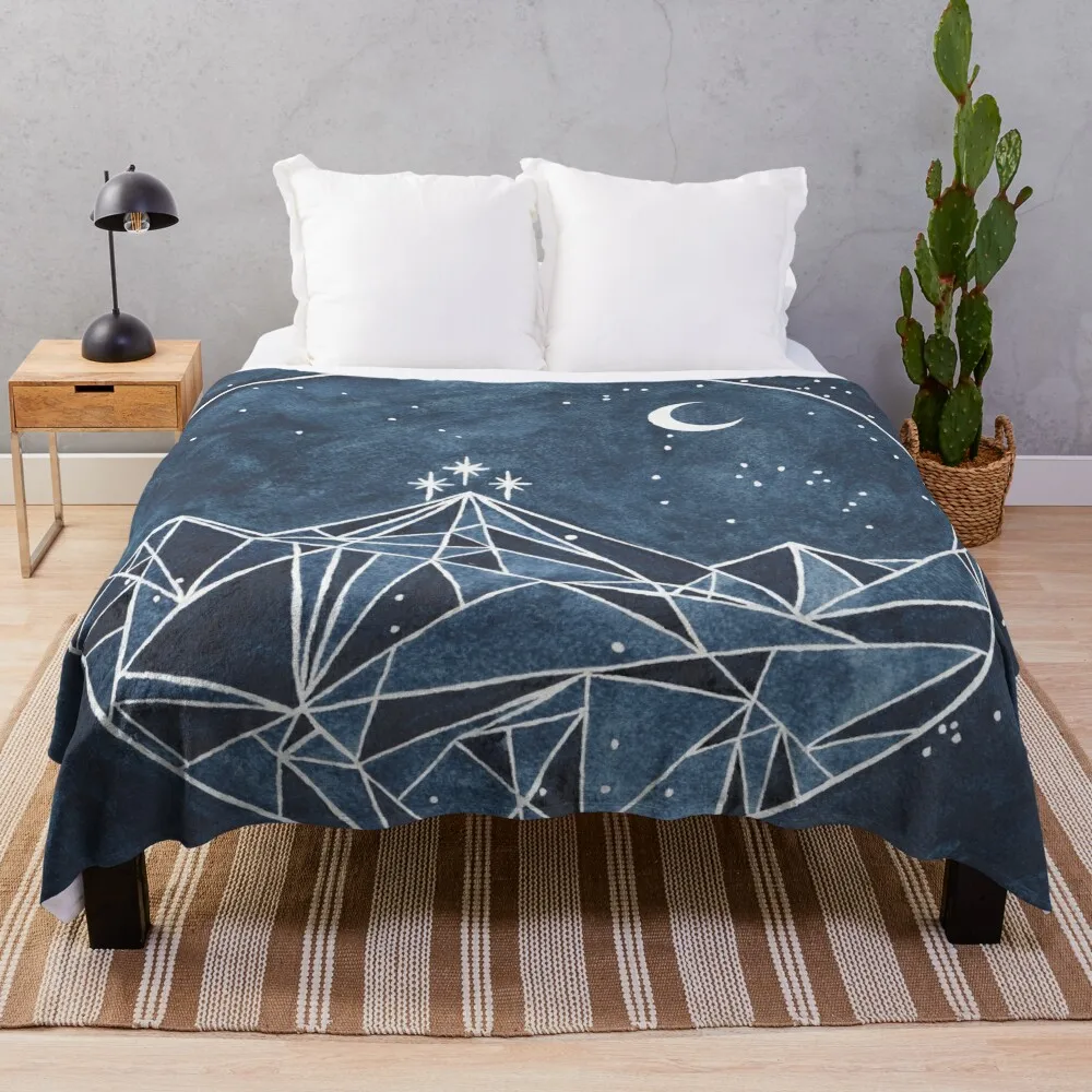 

night court moon and stars Throw Blanket Sofa Quilt Polar blanket halloween