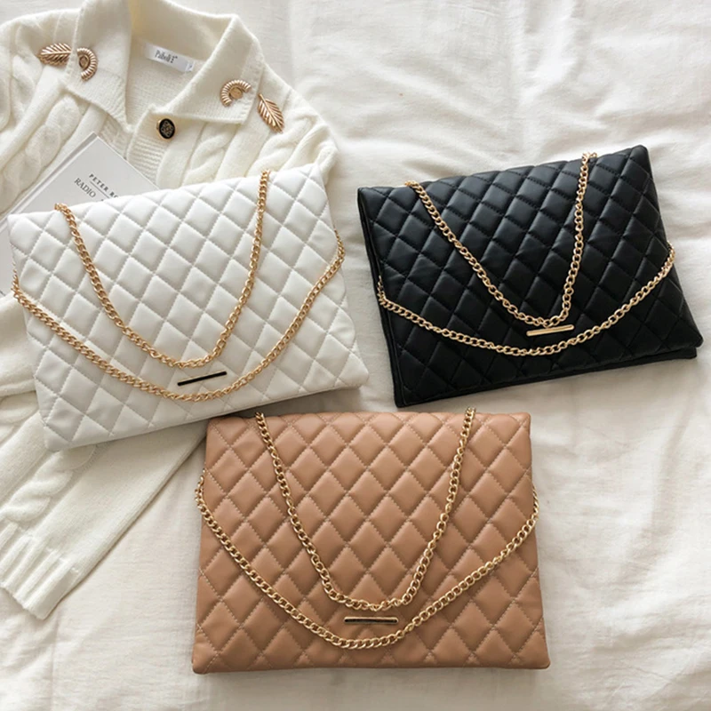 2023 New Spring Shoulder Bag Fashion Plaid Pu Leather Crossbody Bags for Women Large Envelope Handbags and Purses bolsa feminina