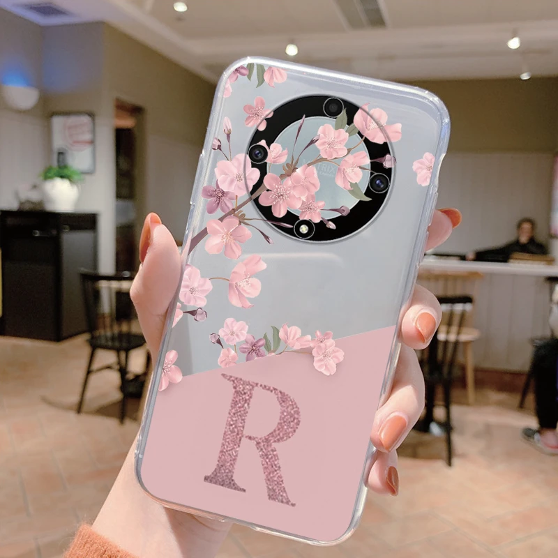 thumbnail image 1 of Letter Flower Case For Honor X9a Magic5 Lite 5G Cover Silicone Soft Back Fashion Shell Coque For Honor Magic 5 Lite Funda Clear, 1 of 5