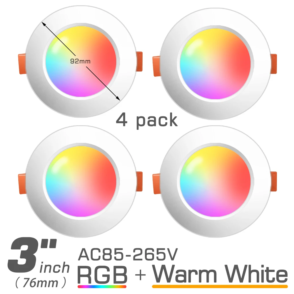 LED Ceiling Lamp RGB Downlight Dimmable Smart Home focos Bulb Light Spotlight Colour Changing Fan 220V 110V Work with Bluetooth down lights Downlights