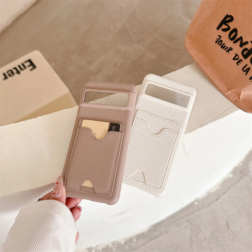 Fashion Leather Litchi Card Slot Phone Case with Colorful Matte Cover