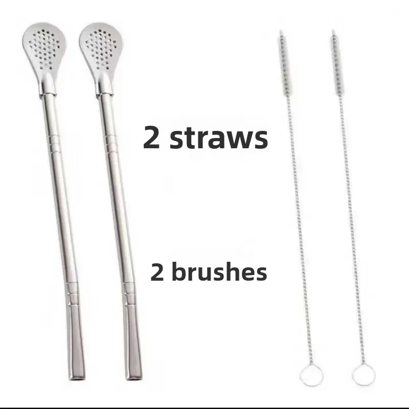 2-Pack Stainless Steel Reusable Yerba Mate Filter Straws