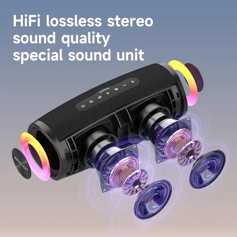 ZEALOT S56 ワイヤレススピーカー Bluetooth ブラック 新品 Zealot S56 Black Portable Speaker - Muziker