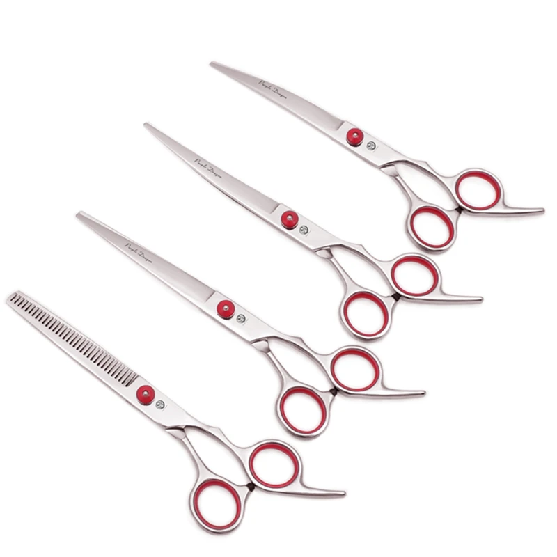 6InchRedJapaneseStainlessSteelHairCuttingThinningCurvedShears