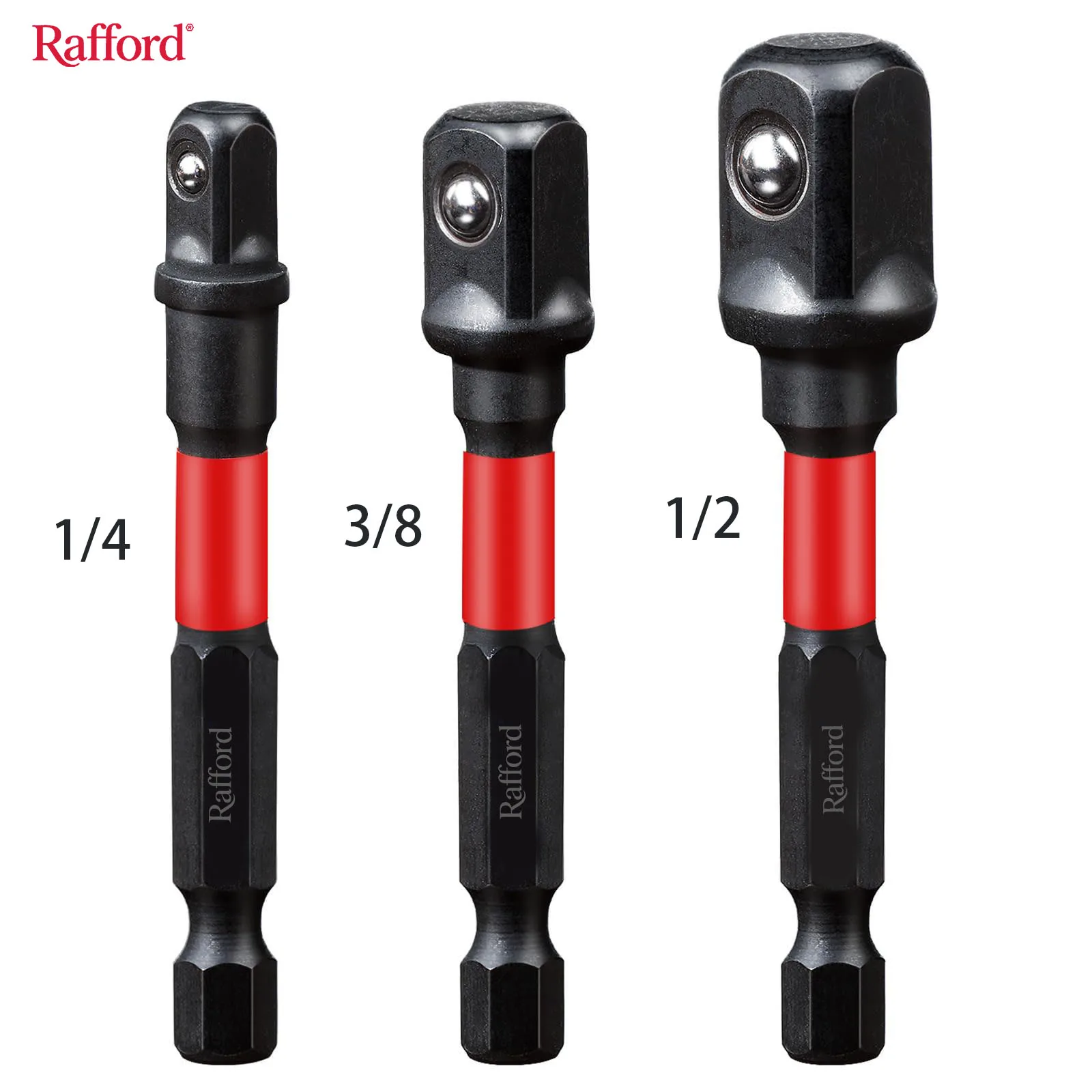 Conjunto de adaptador de soquete de impacto Rafford 3 unidades, unidade de 1/4 "3/8" e 1/2 ", adapta seu furadeira ao chave de impacto de alto torque