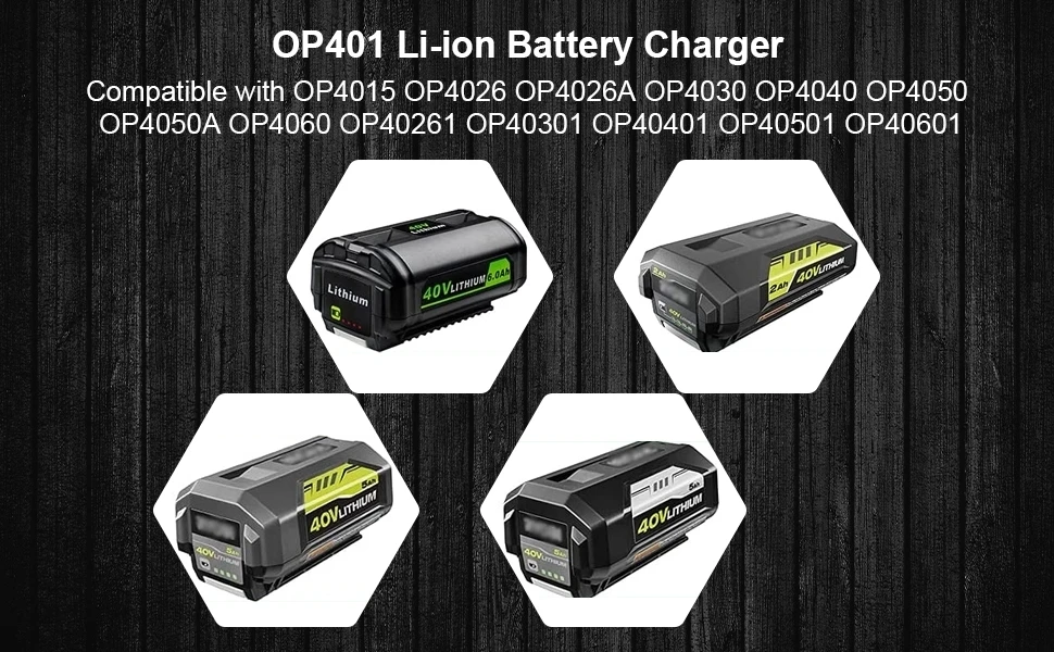 40V Charger for Ryobi Battery OP401 Lithium-ion Battery Charger Compatible With