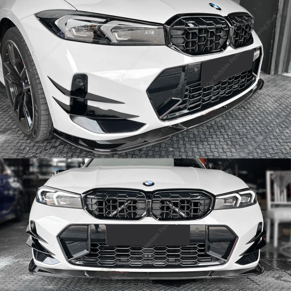 

For Bmw G20 G21 Lci 3D Style Front Bumper Lip Spoiler Diffuser Blade 3 Series 320i 330i 330i 320d M340i 2022-2024 Bodykit Tuning