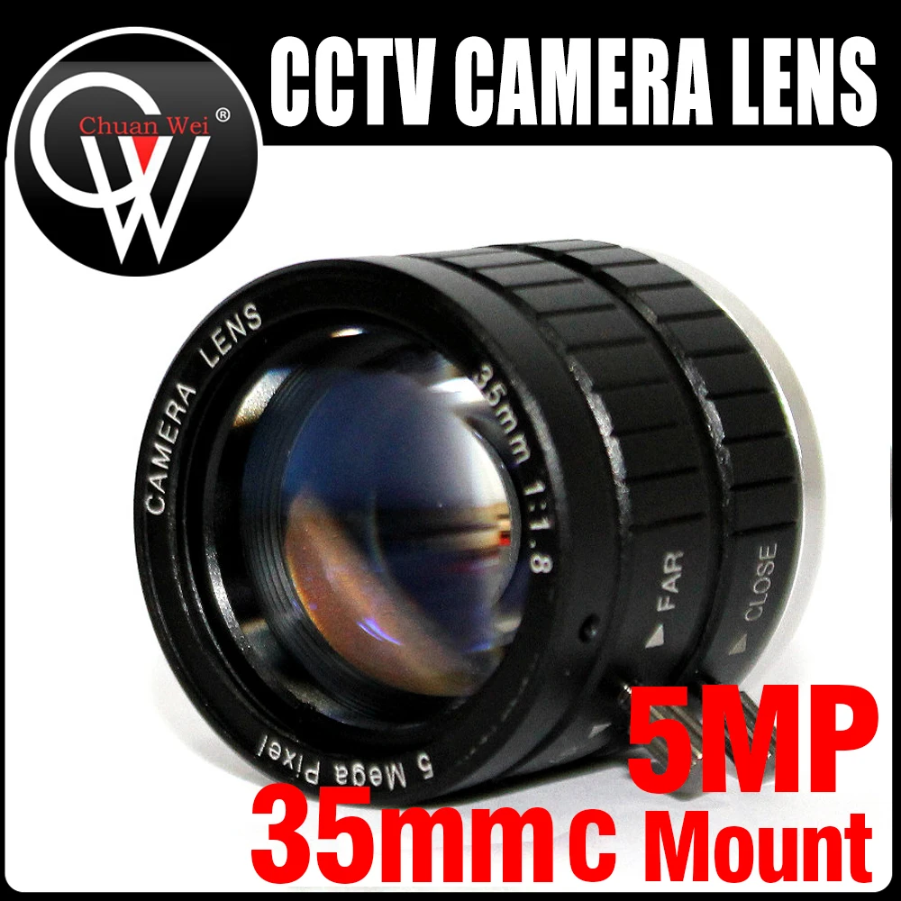 5MP 35mm LEN 1:1.8 HD Industrial Fixed Manual IRIS Focus Zoom Lens C Mount CCTV Lens for CCTV Camera Industrial Microscope