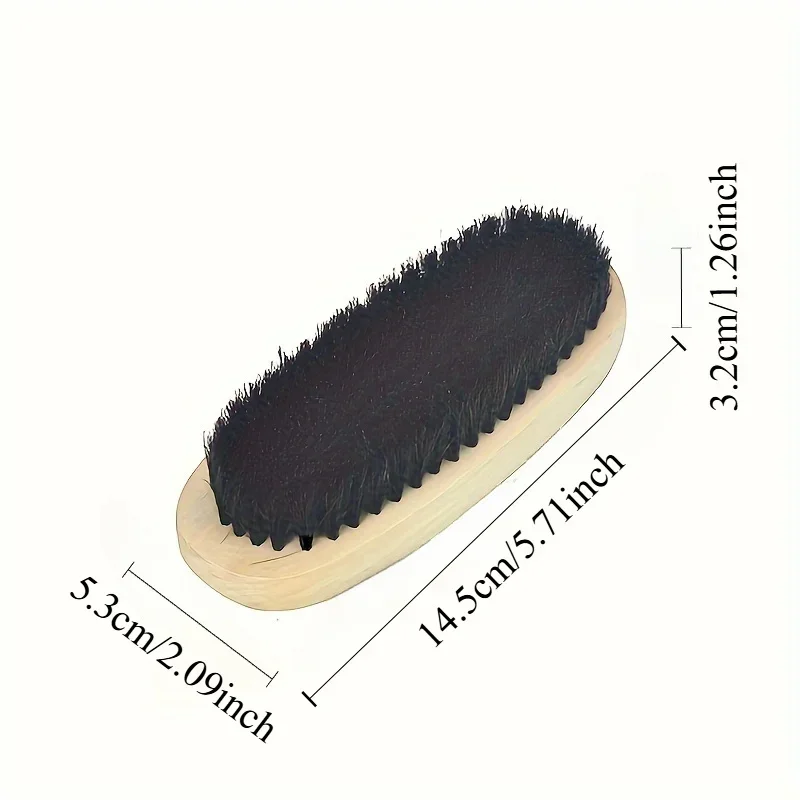 Oval Black Pig Hair Brush, Polishing Brush, Professional Leather Shoe Cleaning And Care Brush