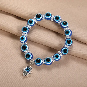 Charm Blue Evil Eye Bracelets For Women Vintage Hand Of Fatima Turkey Thousand Eyes Wish Bracelets pulseras Gifts For Friends bf 5