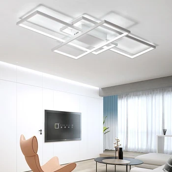 Modern LED Ceiling Light Acrylic White Rectangular Ceiling Light for Living Room Bedroom Dining Room Modern Geometric LED Light 2