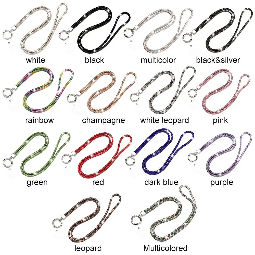 Sparkling Rhinestone Phone Lanyard with Anti-Lost Chain Strap
