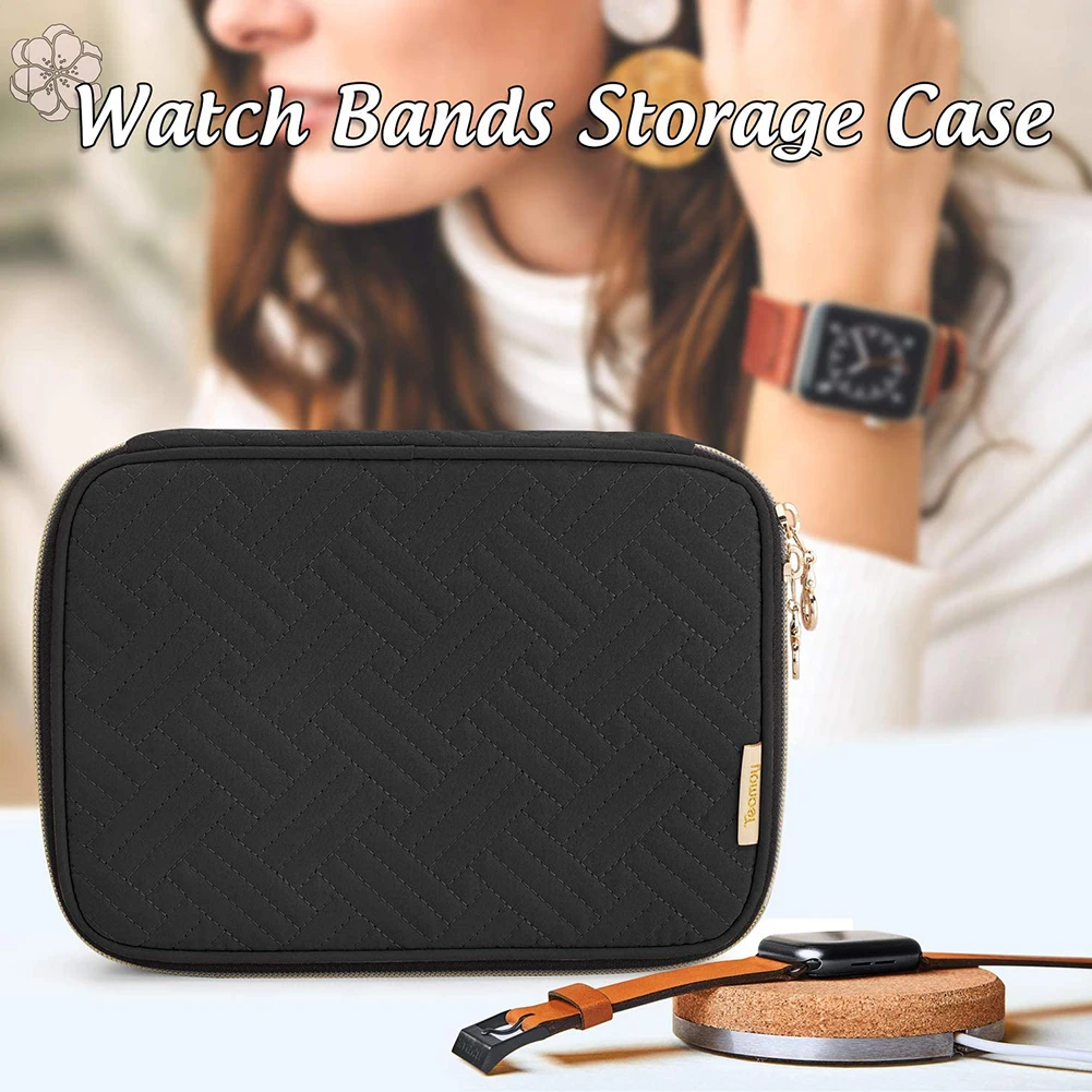 Watch Organizer Case Multifunction Portable Travel for Apple Watch Strap Band Storage Bag Watchband Holder Case Pouch Gray Black watch storage box,watchband storage bag,watch storage bag,watch storage pouch