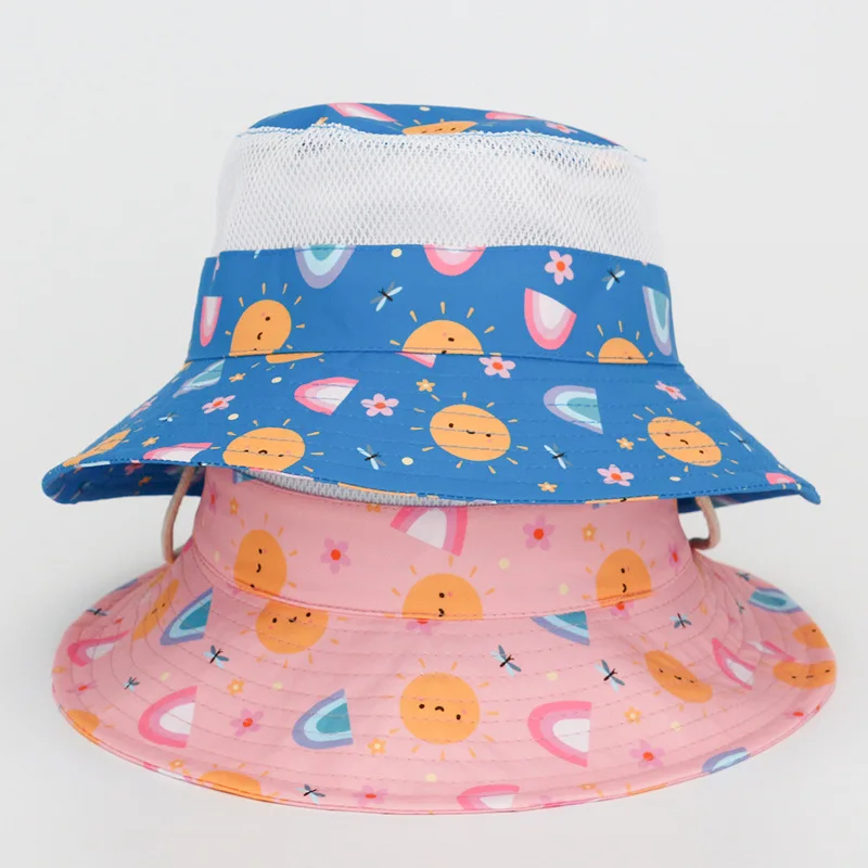 

3-10 Years Children's Summer Cute Cartoon Cotton Bucket Hat Boys Girls Outdoor Sun Hats Breathable Hat Fisherman Hat Kids Cap