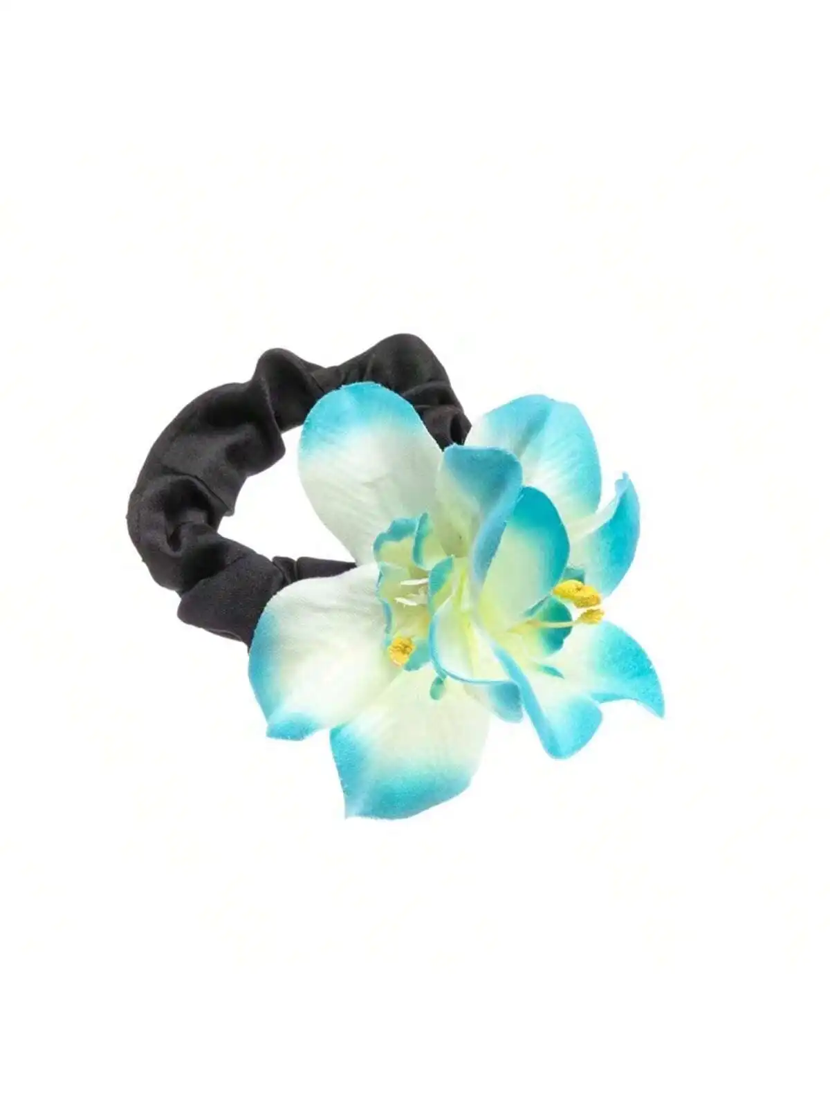 1pc Farbe simulierte Orchideen haarring kleine frische Blumen elastizität – Detail 9