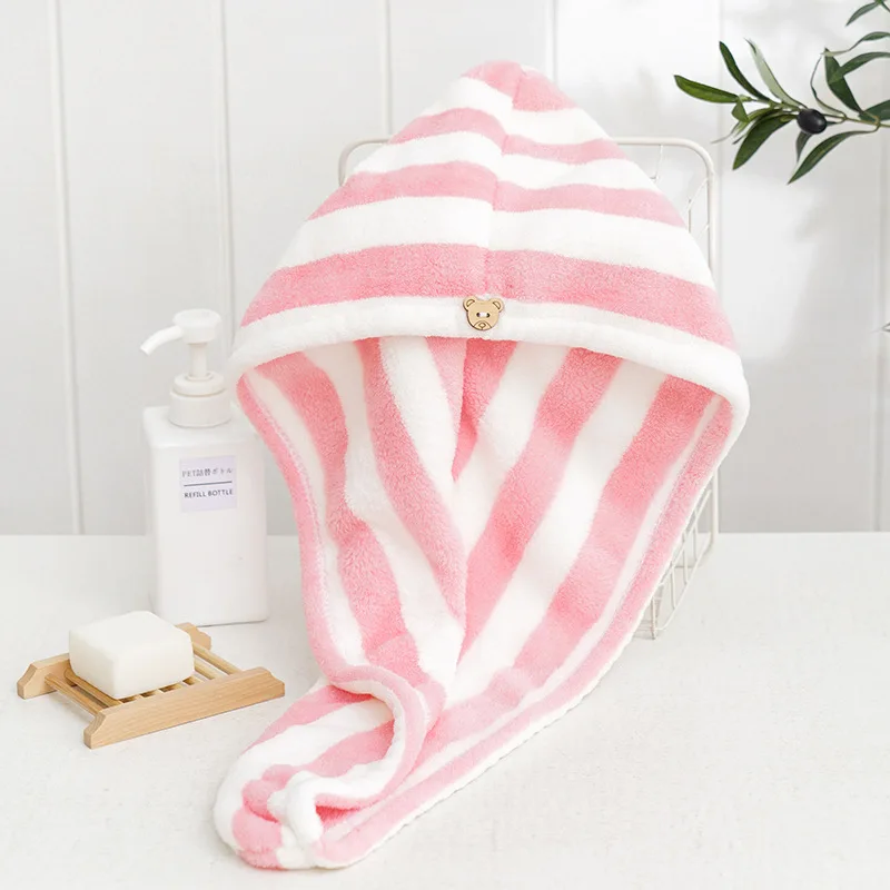 Microfiber Hair Towel Wrap Thickened Coral Velvet Cationic Dry Hair Cap Water Absorption and Quick Drying Striped Bath Cap 6 Microfiber Hair Towel Wrap Thickened Coral Velvet Cationic Dry Hair Cap Water Absorption and Quick Drying Striped Bath Cap 6