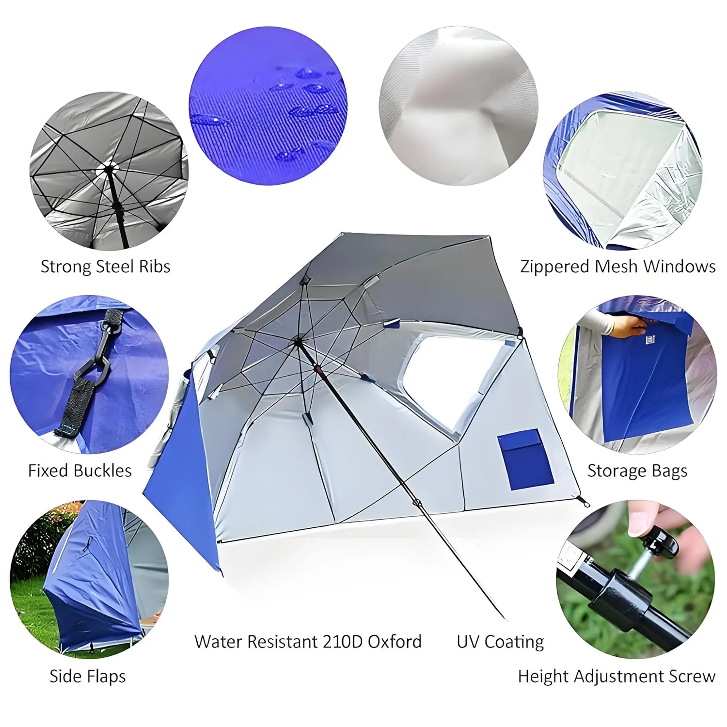 2 Meter Awning Sport-umbrella Premiere XL UPF 50+ Umbrella Shelter For Sun and Rain Protection (9-Foot) Windproof