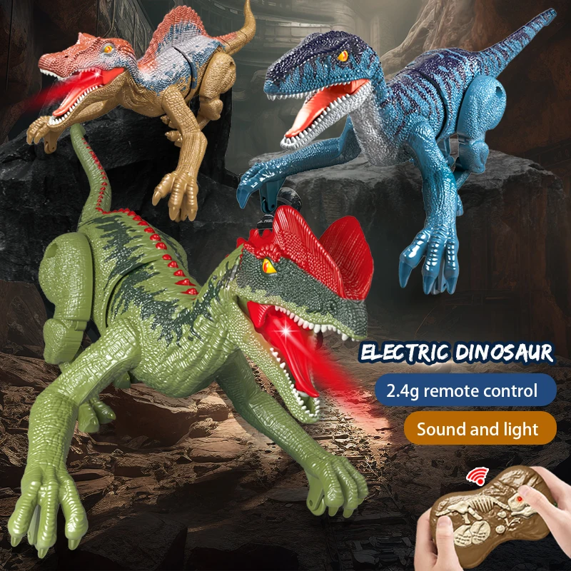 Mini RC Dinosaur Toys Remote Control Dinosaur Robot Free walking Spray for Boys Girls Kids Festivals Gifts