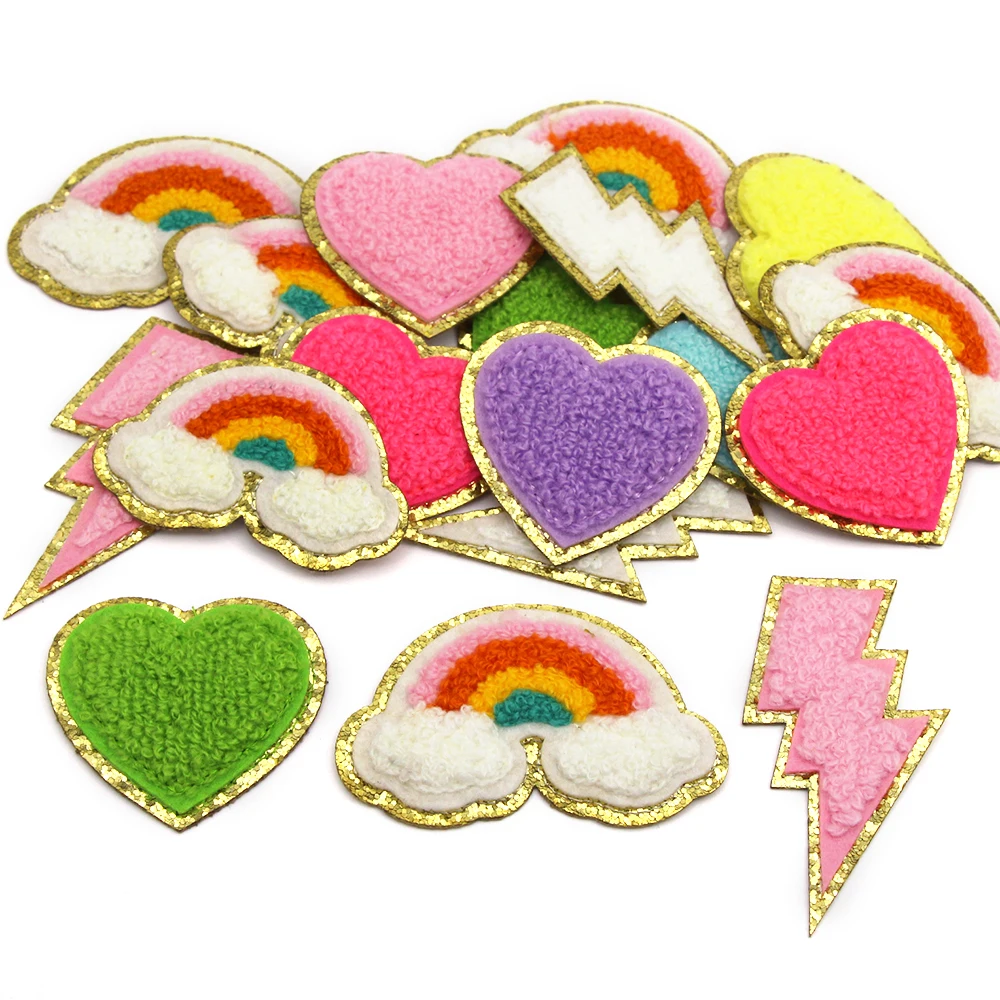 N Iron on Patch:Rainbow plaid Heart 