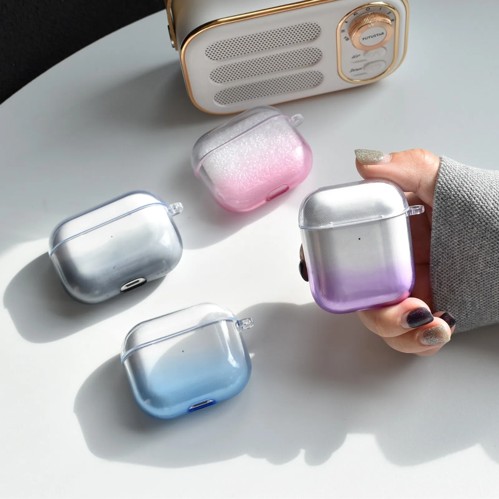 

Case for Apple AirPods Pro 1 2 3 3rd Gen Transparent Gradient Creative Silicone Soft Earphone Protective Cover Airpods Pro Case