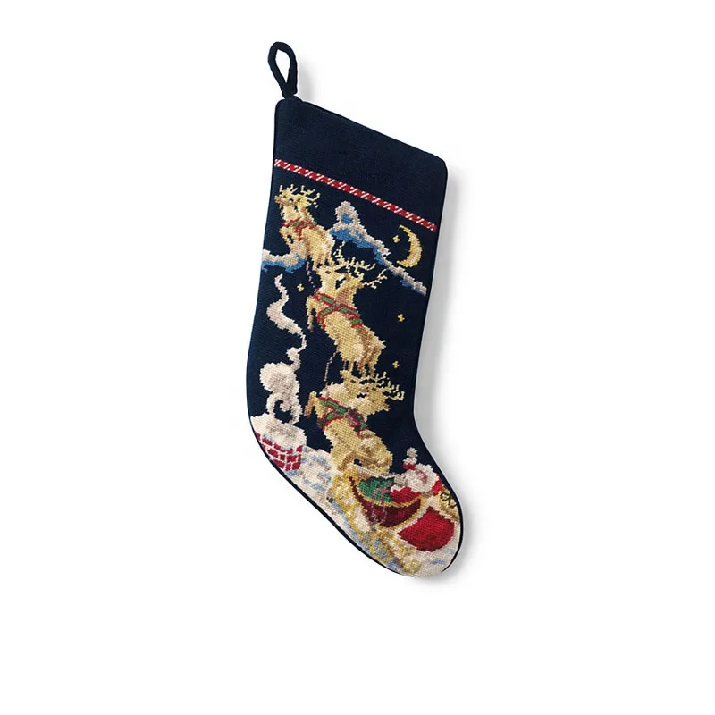 

Christmas Santa And Reindeer Needlepoint Stockings
