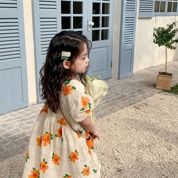 فستان الأميرات الصيفي الجديد للبنات فستان بأكمام قصيرة يسمح بالتهوية فساتين السيدات الجميلة بالورود ملابس الأطفال ملابس الأطفال والرضع 1