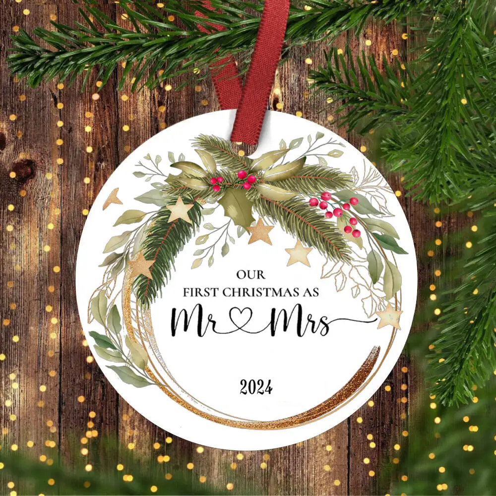 Christmas Decorations Wedding Gifts for Couple Our First Christmas Married Ornament First Christmas As Mr and Mrs Married Ornament