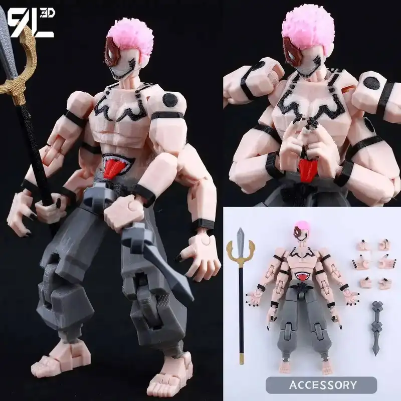9L3D Printed Anime Jujutsu Kaisen Sukuna Yuji Yuta Satoru Gojo Lucky Dummy 13 Movable Shapeshift Action Figures Mannequin Toys - Image 32